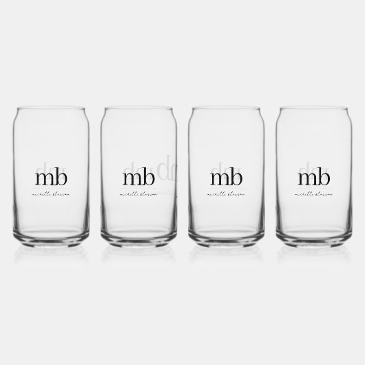 Script moderne noir blanc tendance Monogramme init (Recto)