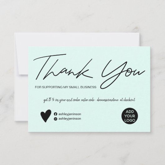 Script moderne noir et turquoise ordre merci (Devant)