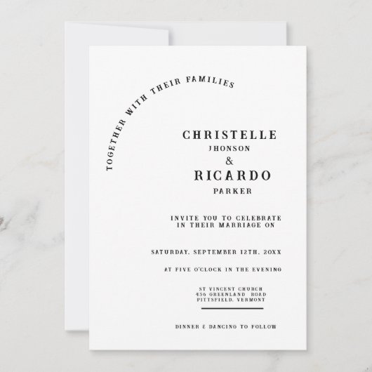 Script moderne noir, faire-part de mariage minimal (Devant)