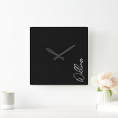 Script moderne Nom personnalisé Carré Horloge mura (Maison)