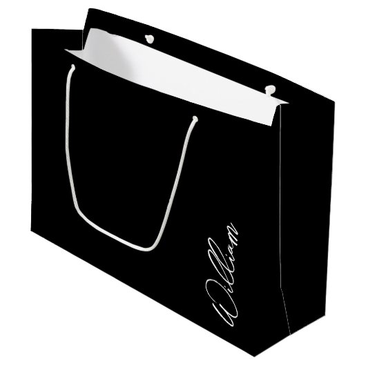 Script moderne Nom personnalisé Grand sac cadeau (Devant Angle)