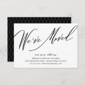 Script moderne Nous avons déplacé Faire-part de dé (Devant / Derrière)