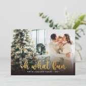 Script moderne Oh Quel Amusant Photo Carte de Noël (Debout devant)