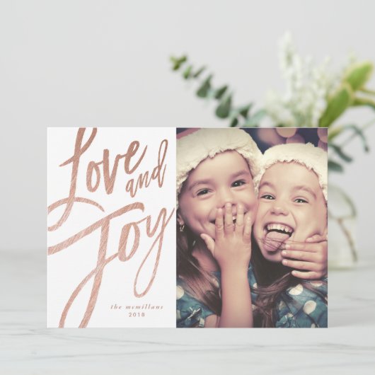 Script moderne| Or Rose| Carte photo de vacances (Debout devant)