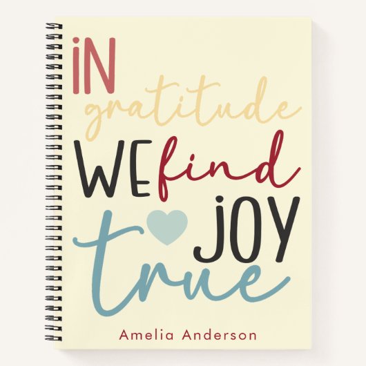 Script moderne Pastel Girly Gratitude Carnet rose (Devant)