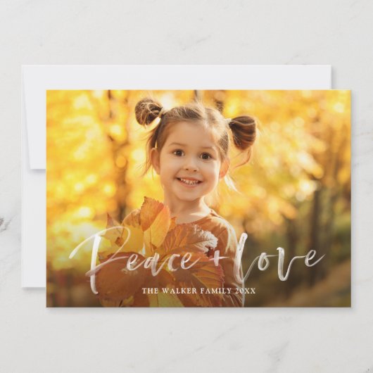 Script moderne Peace Love 3 Photos Carte de vacanc (Devant)