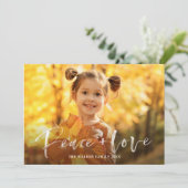 Script moderne Peace Love 3 Photos Carte de vacanc (Debout devant)