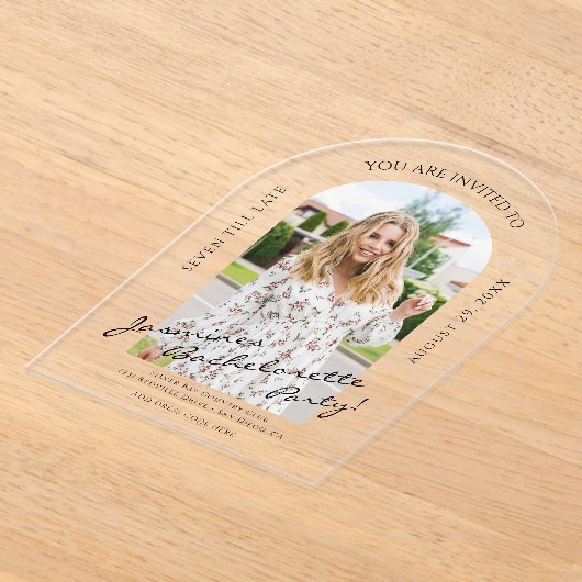 script moderne photo bachelorette Invitation (Poser)