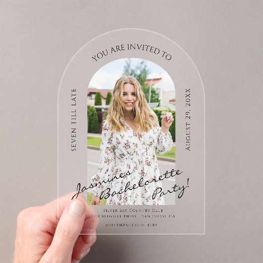 script moderne photo bachelorette Invitation (In situ (ordinateur de poche))