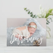 Script moderne Photo bébé garçon Faire-part de nai (Debout devant)