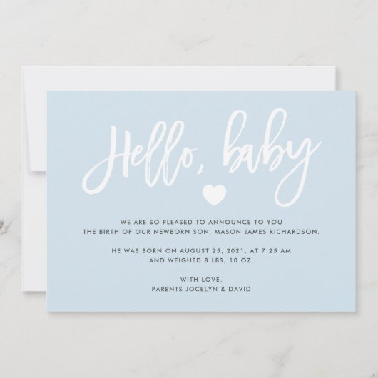 Script moderne Photo bébé garçon Faire-part de nai (Dos)