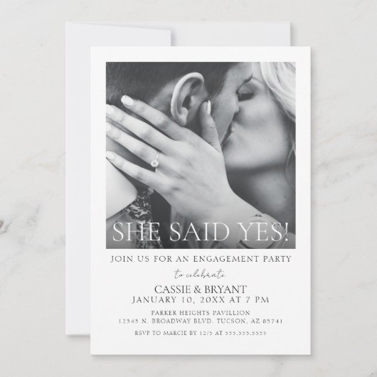 Script moderne Photo Engagement Party Invitation (Devant)