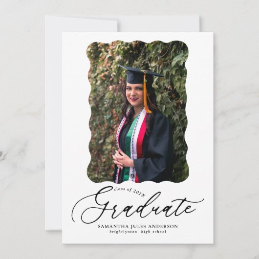 Script moderne Photo Graduation Party Invitation (Devant)