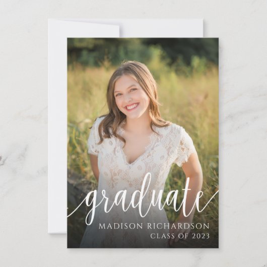 Script moderne Photo Graduation Party Invitation (Devant)