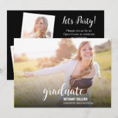 Script moderne Photo Graduation Party Invitation (Devant / Derrière)