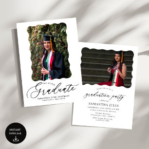 Script moderne Photo Graduation Party Invitation