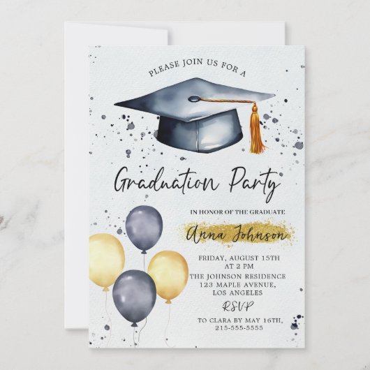 Script moderne Photo Graduation Party Invitation (Devant)