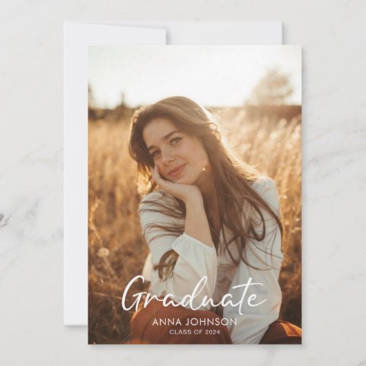 Script moderne Photo Graduation Party Invitation (Dos)