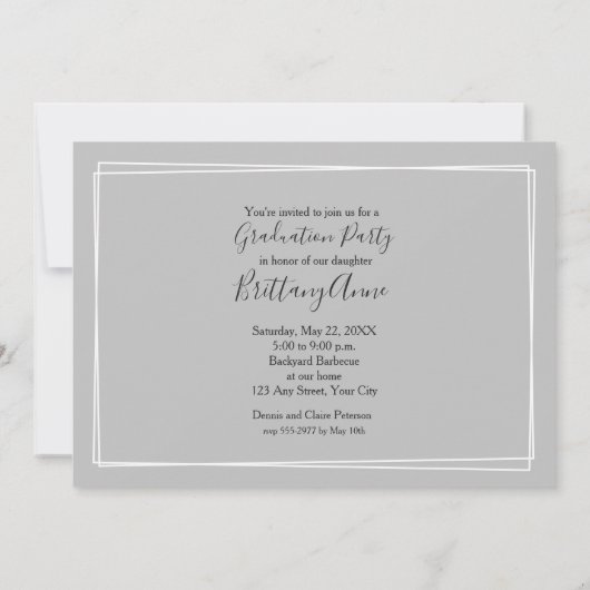Script moderne Photo Graduation Party Invitations (Dos)