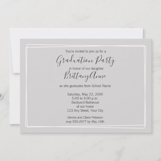 Script moderne Photo Graduation Party Invitations (Dos)