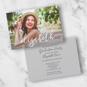 Script moderne Photo Graduation Party Invitations