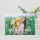 Script moderne Photo Graduation Party Invitations (Debout devant)