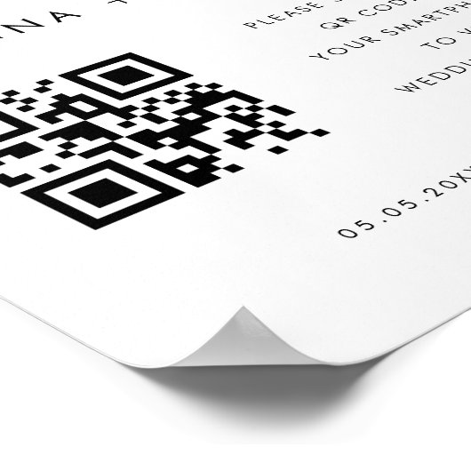 Script moderne QR Code Mariage Programme Affiche d (Coin)