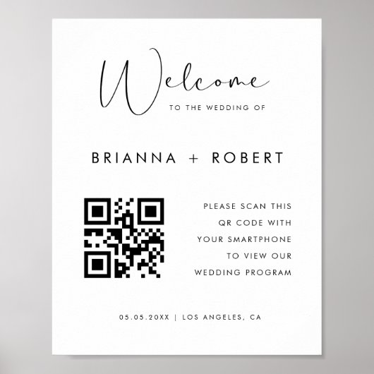 Script moderne QR Code Mariage Programme Affiche d (Devant)
