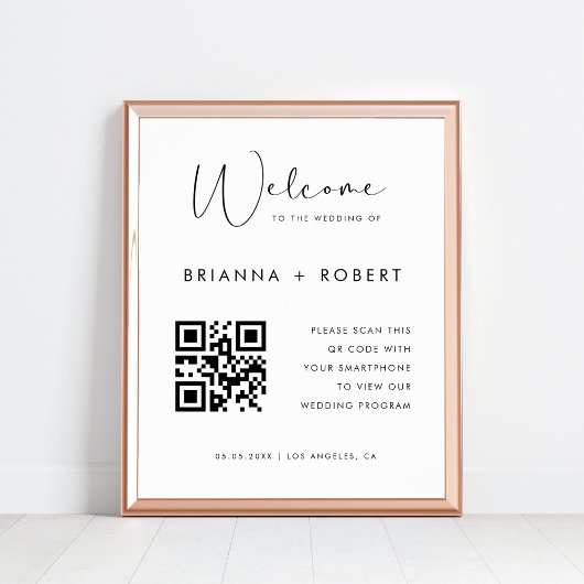 Script moderne QR Code Mariage Programme Affiche d