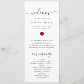 Script moderne Red Heart Welcome Wedding Programme (Devant)