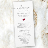 Script moderne Red Heart Welcome Wedding Programme