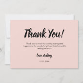 Script moderne rose Carte de remerciements d'anniv (Devant)