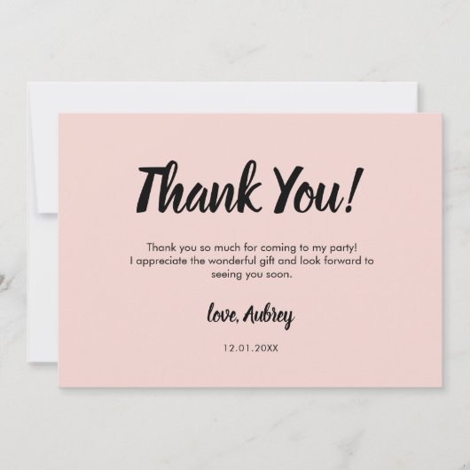 Script moderne rose Carte de remerciements d'anniv (Devant)