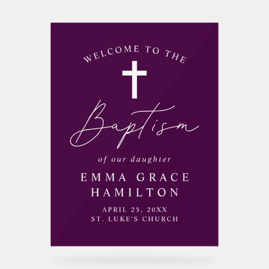 Script moderne Script violet Baptême Bienvenue (Recto)