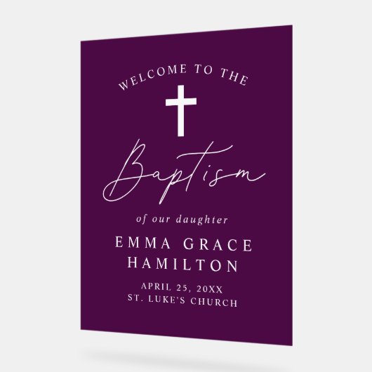 Script moderne Script violet Baptême Bienvenue (Angle)