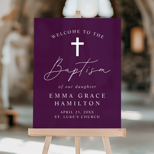 Script moderne Script violet Baptême Bienvenue