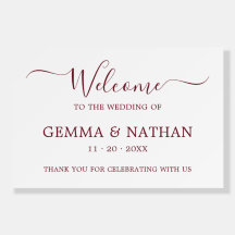 Script moderne simple Burgundy Mariage Affiche de 
