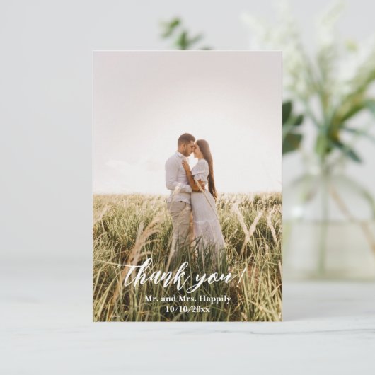 Script moderne Simple Mariage Merci photo (Debout devant)