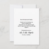 Script moderne Simple Mariage Merci photo (Dos)