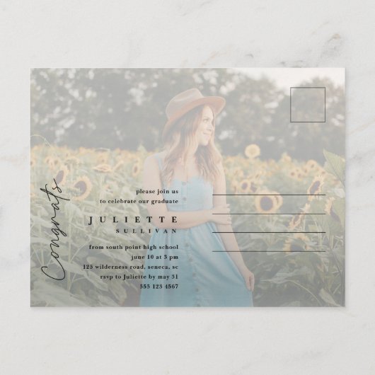 Script moderne Simple Photo Graduation Invitation (Dos)