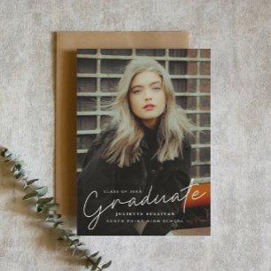 Script moderne Simple Photo Graduation Invitations
