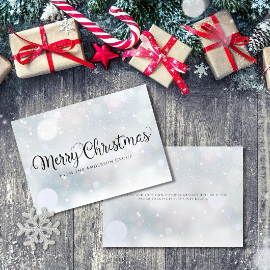 Script moderne Snowflakes Office Carte de vacances