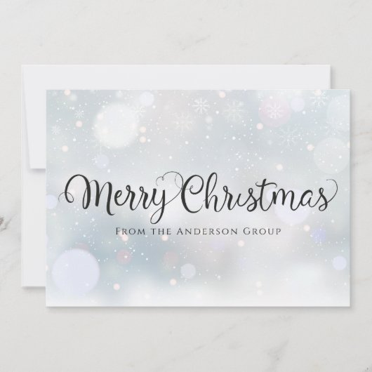 Script moderne Snowflakes Office Carte de vacances (Devant)