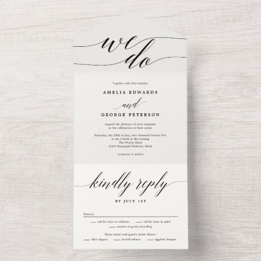 Script Moderne Tout En Un Simple Faire-part de mar (À l'intérieur)