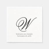 Script Monogram Black White Elegant Wedding Servet (Voorkant)