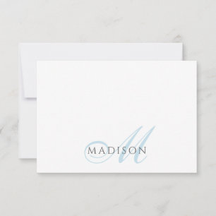 Script Monogram Blauw Notitiekaartje
