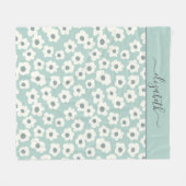 Script Monogram Boho Groen Wit Grijs Bloemmotief  Fleece Deken (Voorkant (Horizontaal))