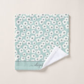 Script Monogram Boho Salie Groen Wit Grijs Bloem  Bad Handdoek (Wasdoekje)