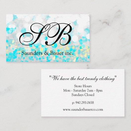 Script Monogram | Bubbles Visitekaartje (Voorkant / Achterkant)