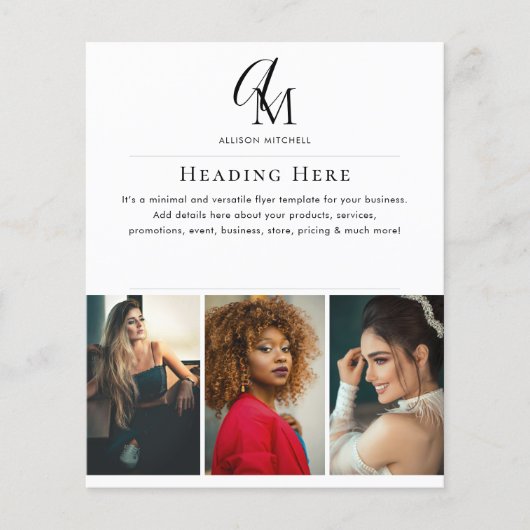 Script Monogram Business Photo QR Code Flyer (Voorkant)